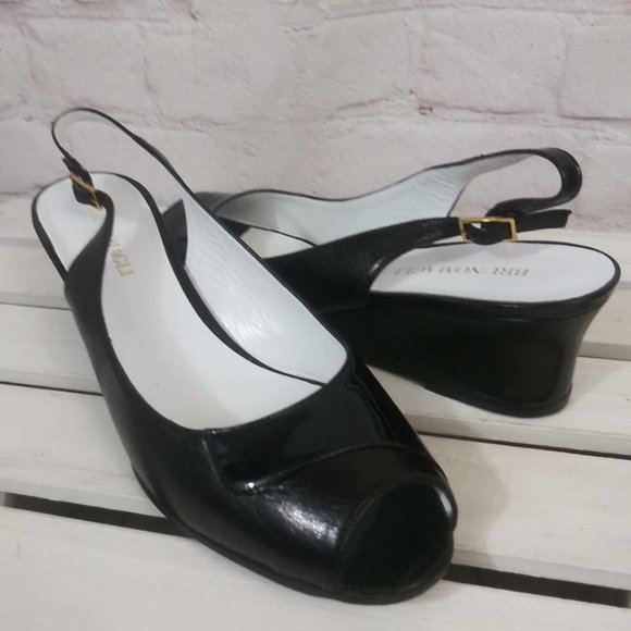 Bruno Magli Sz 9.5M Peep Toe Slingback Wedge Heels - Picture 2 of 8